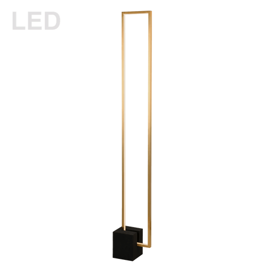 Dainolite 34W LED Floor Lamp, Aged Brass with Matte Black Concrete Base