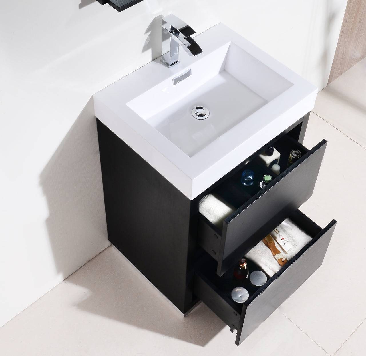 Kube Bath Bliss 24" Floor Mount Free Standing Bathroom Vanity With 2 Drawers - Renoz