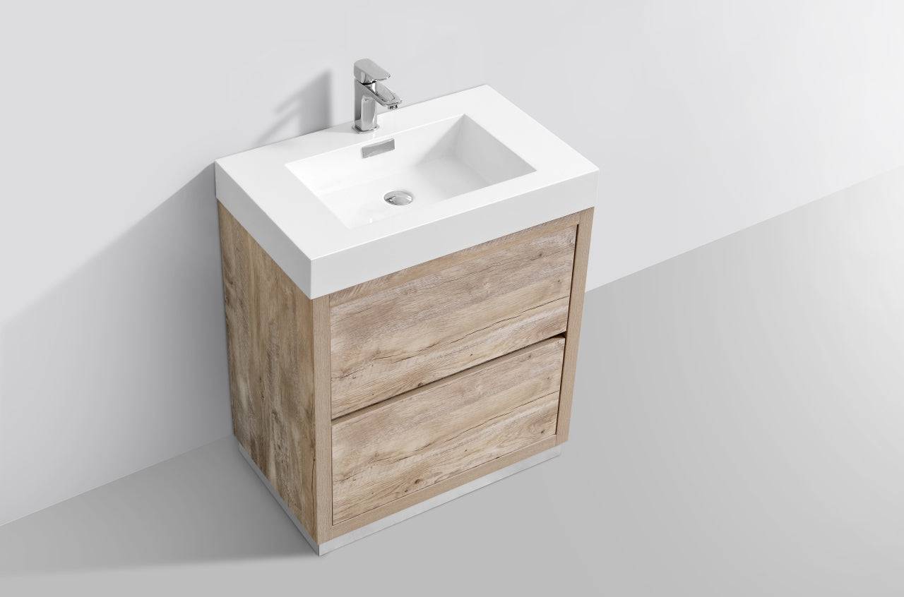 Kube Bath Bliss 30" Floor Mount Free Standing Bathroom Vanity With 2 Drawers - Renoz