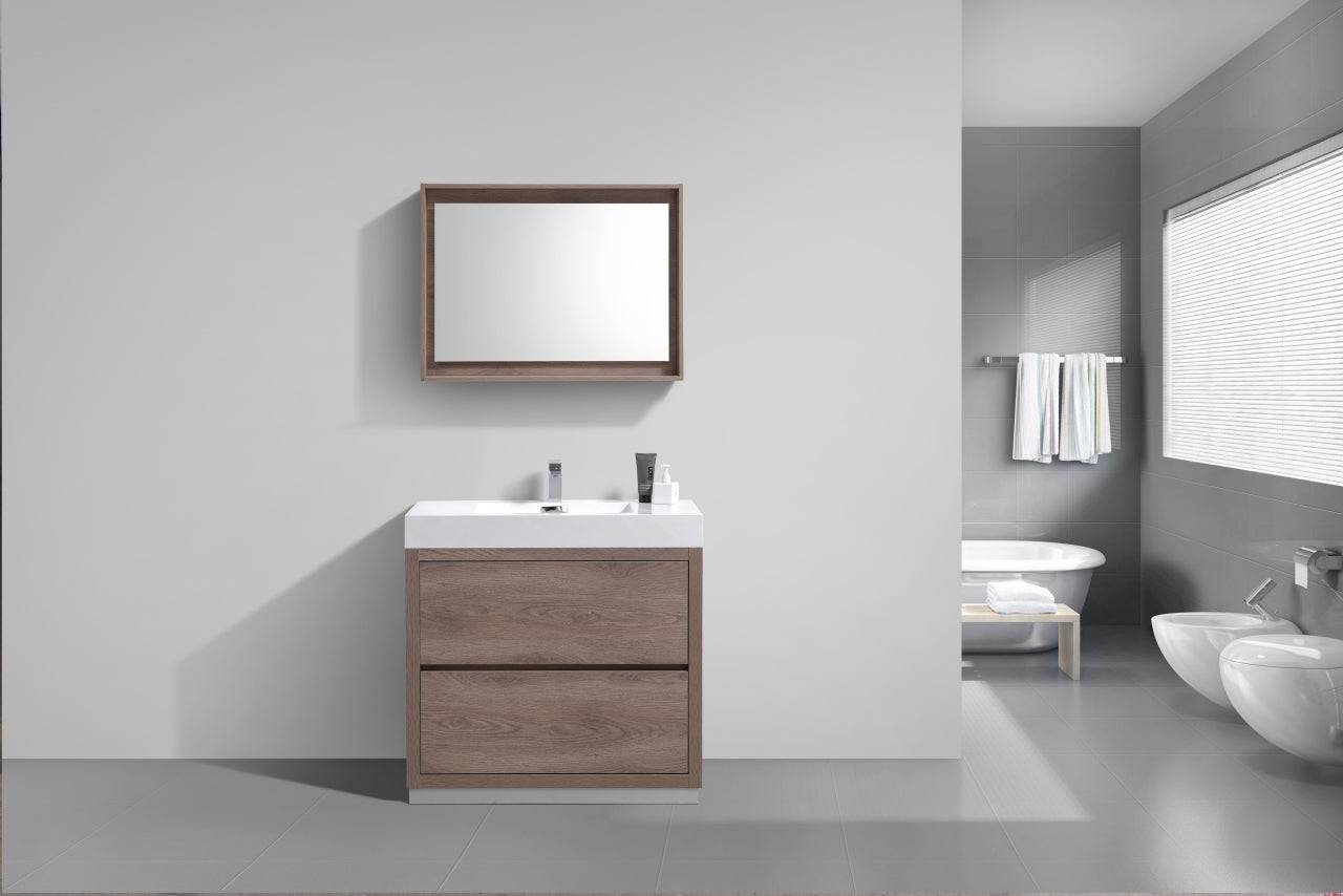 Kube Bath Bliss 40" Floor Mount Free Standing Bathroom Vanity With 2 Drawers and Acrylic Countertop FMB40 - Renoz