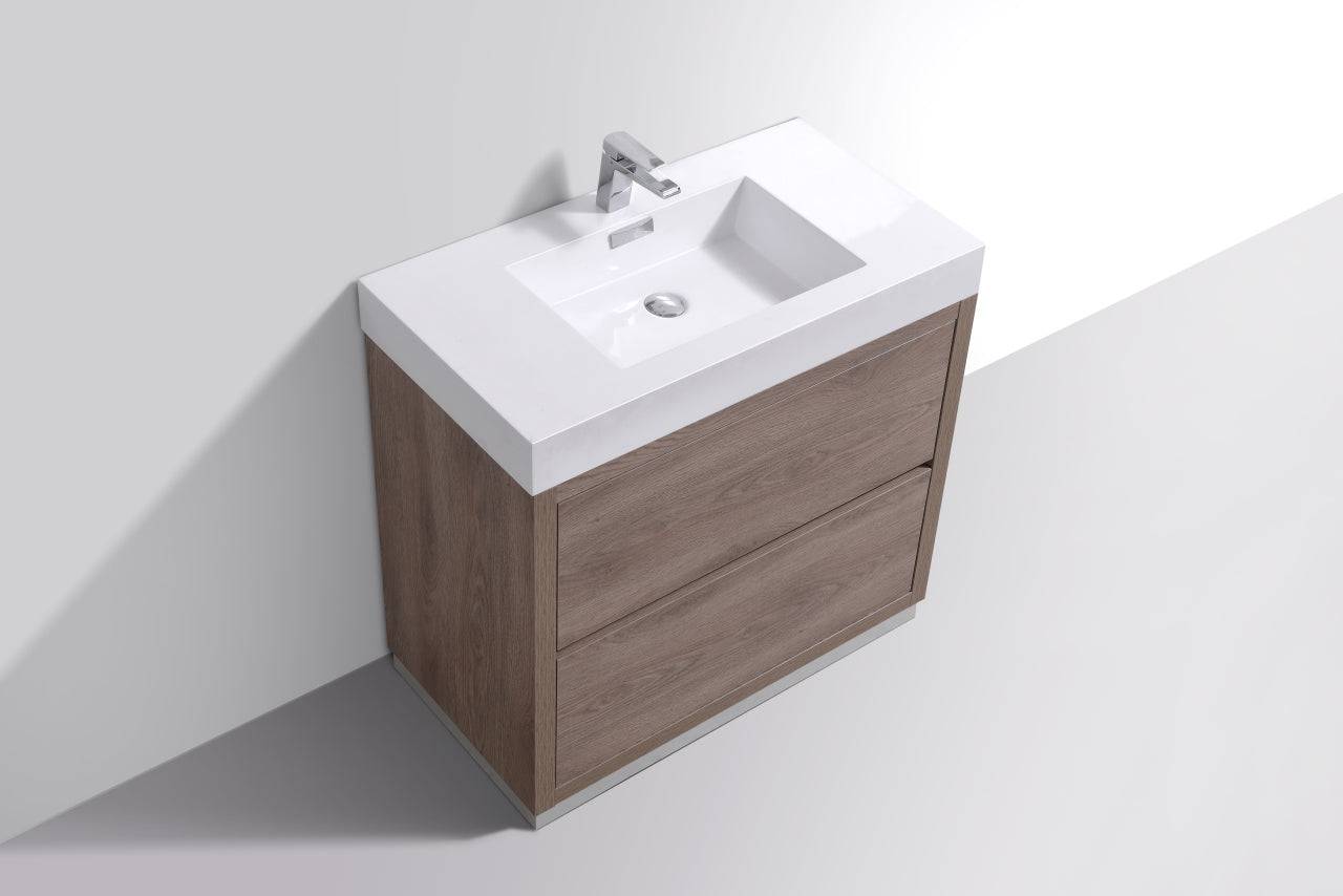 Kube Bath Bliss 40" Floor Mount Free Standing Bathroom Vanity With 2 Drawers and Acrylic Countertop FMB40 - Renoz