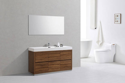 Kube Bath Bliss 60" Floor Mount Free Standing Single Sink Bathroom Vanity With 6 Drawers Acrylic Countertop FMB60S - Renoz