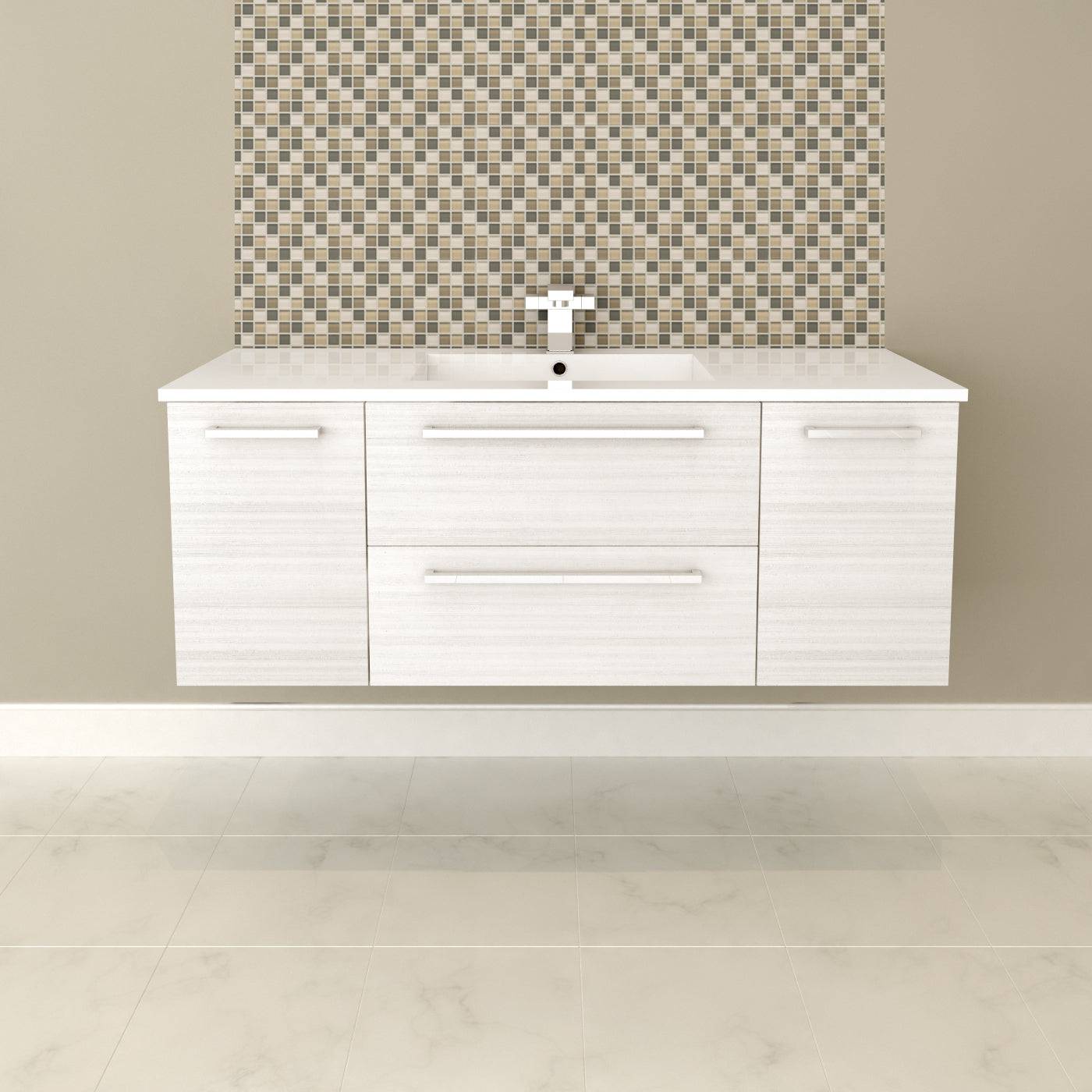 Cutler Silhouette Collection 48″ Meuble-lavabo mural 2 tiroirs / 2 portes Chocolat blanc