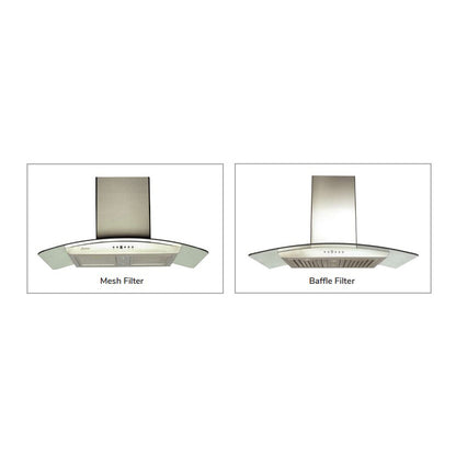 Cyclone Alito Collection SC319 36" Wall Mount Range Hood Kitchen Exhaust Fan With Mesh Filters