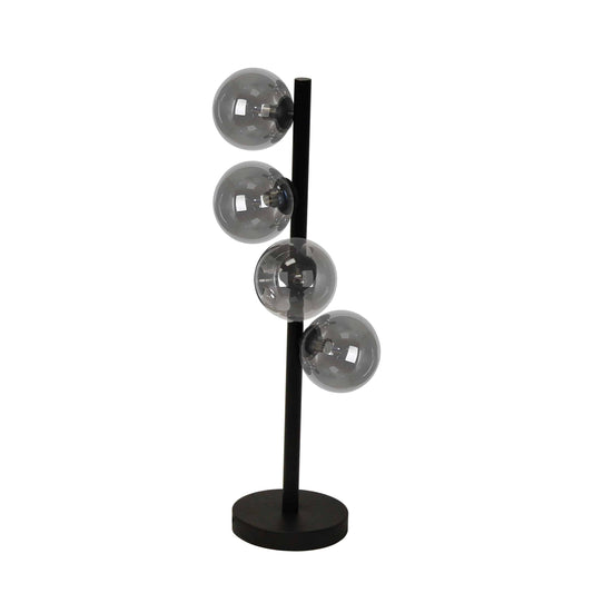 Dainolite Lampe de table halogène à 4 ampoules, finition noir mat avec verre fumé