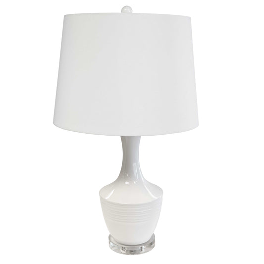 Dainolite Lampe de table surdimensionnée à 1 lumière en céramique, finition blanche, 17 pouces