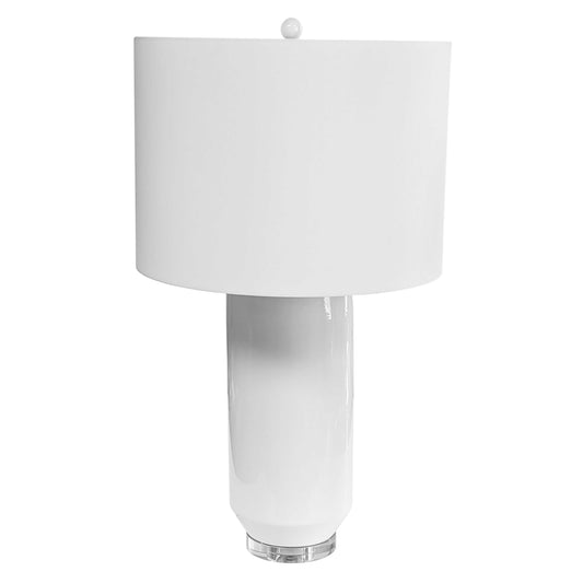 Dainolite Lampe de table surdimensionnée à 1 lumière en céramique, finition blanche, 19 pouces