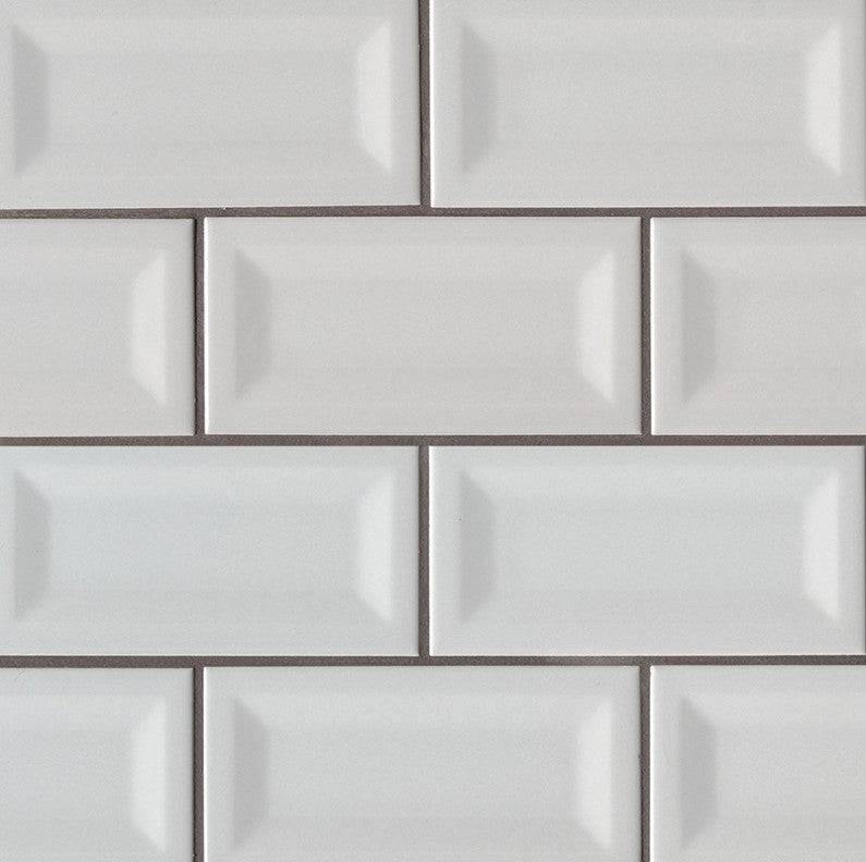 MSI Backsplash and Wall Tile Gray Glossy 3" x 6" Inverted Beveled