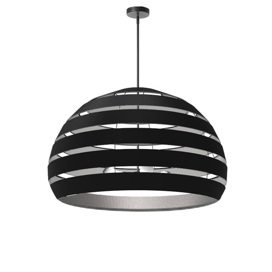 Dainolite Hula 4 Light 25 in Matte Black Incandescent Chandelier with Black and Silver Shade