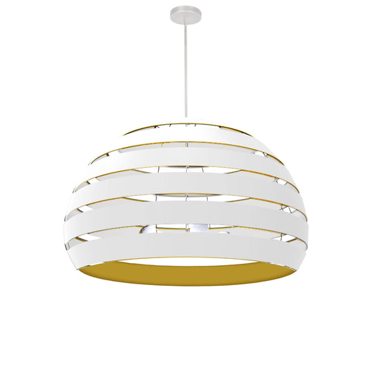 Dainolite Hula 4 Light 25 in Matte White Incandescent Chandelier with White and Gold Shade