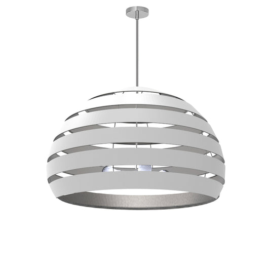 Dainolite Hula 4 Light 25 in Polished Chrome Incandescent Chandelier with White and Silver Shade