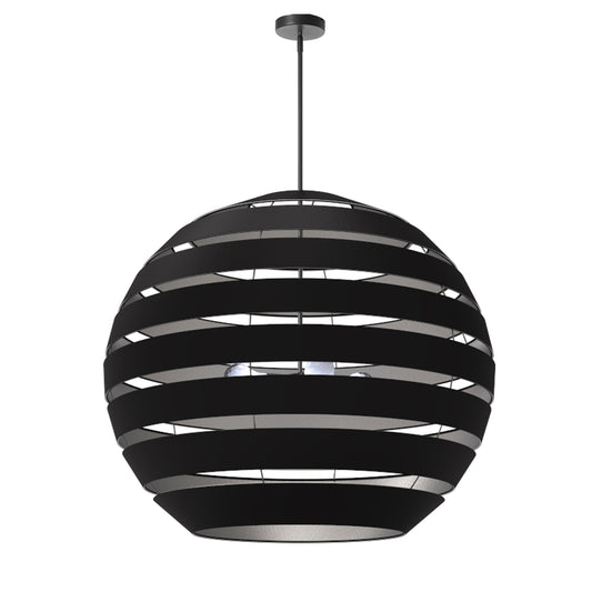 Dainolite Hula 4 Light 30 in Matte Black Incandescent Chandelier with Black and Silver Shade