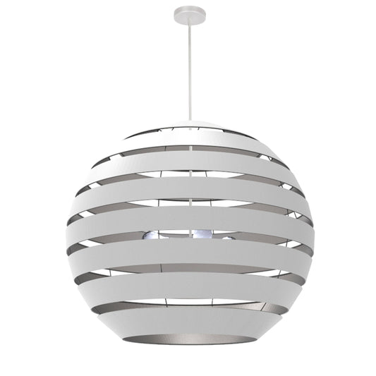 Dainolite Hula 4 Light 30 in Matte White Incandescent Chandelier with White and Silver Shade