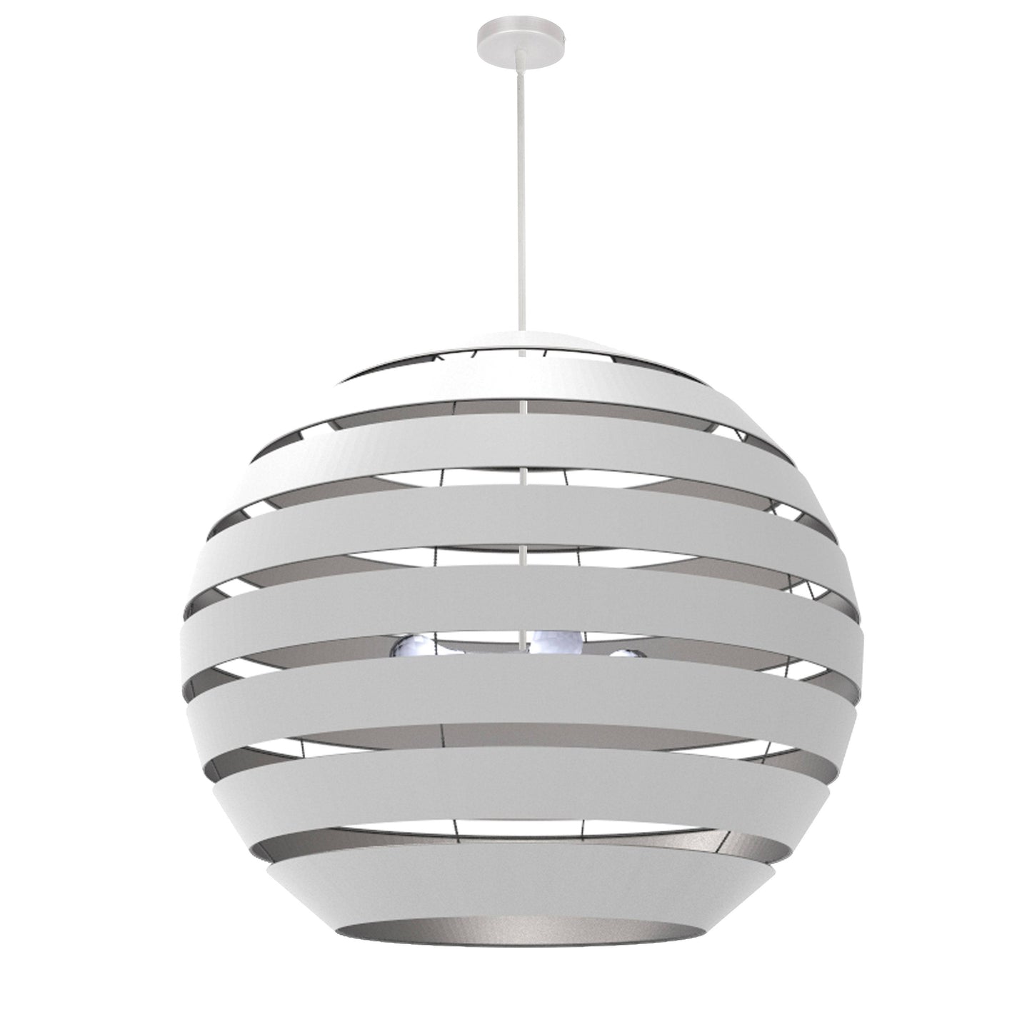 Dainolite Hula 4 Light 30 in Matte White Incandescent Chandelier with White and Silver Shade