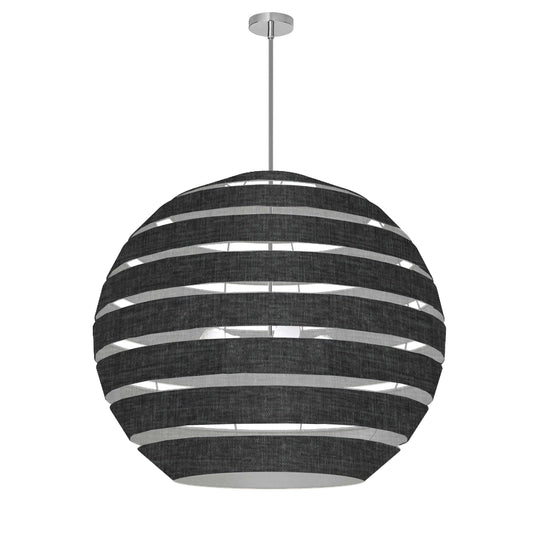 Dainolite Hula 4 Light 30 in Polished Chrome Incandescent Chandelier with Black and Clear Shade