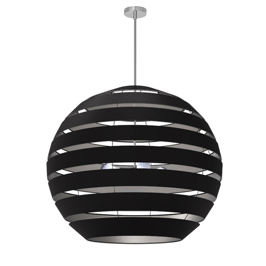 Dainolite Hula 4 Light 30 in Polished Chrome Incandescent Chandelier with Black and Silver Shade