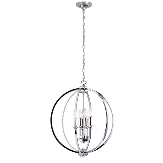 Dainolite 6-Light Chandelier With Crystal Studded Banding in Polished Chrome Finish