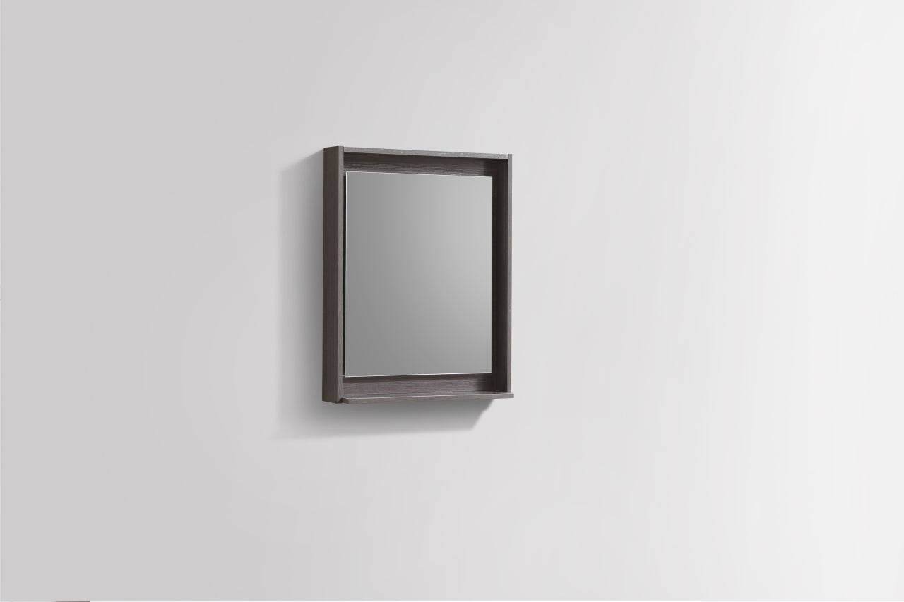 Kube Bath 24" Wide Bathroom Mirror With Shelf – Gray Oak - Renoz