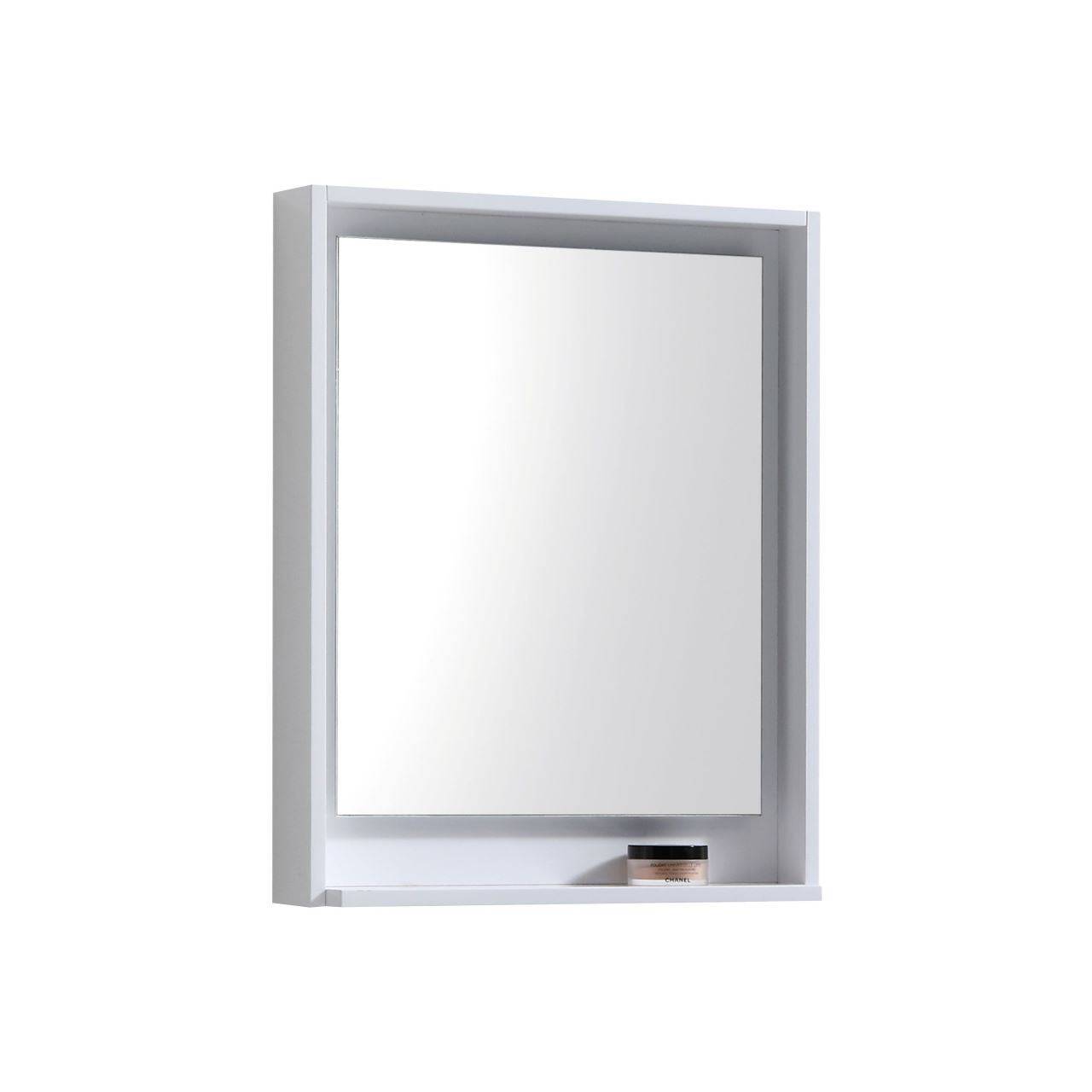 Kube Bath 24" Wide Bathroom Mirror With Shelf – High Gloss White - Renoz