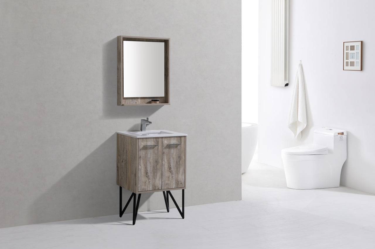 Kube Bath Bosco 24" Modern Bathroom Vanity With White Quartz Countertop and 2 Doors KB24 - Renoz