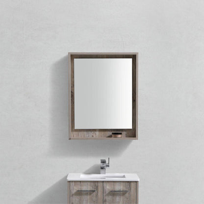Kube Bath 24" Wide Bathroom Mirror With Shelf – Nature Wood - Renoz