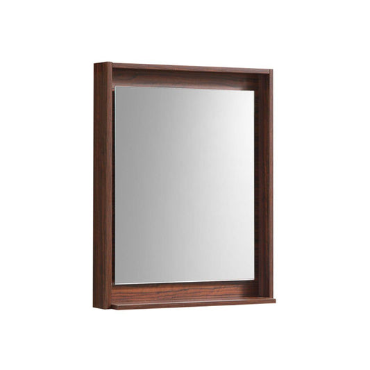 Kube Bath 24" Wide Bathroom Mirror With Shelf – Walnut - Renoz