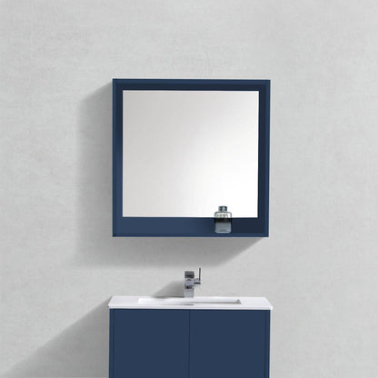 Kube Bath 30″ Wide Mirror W/ Shelf – Gloss Blue