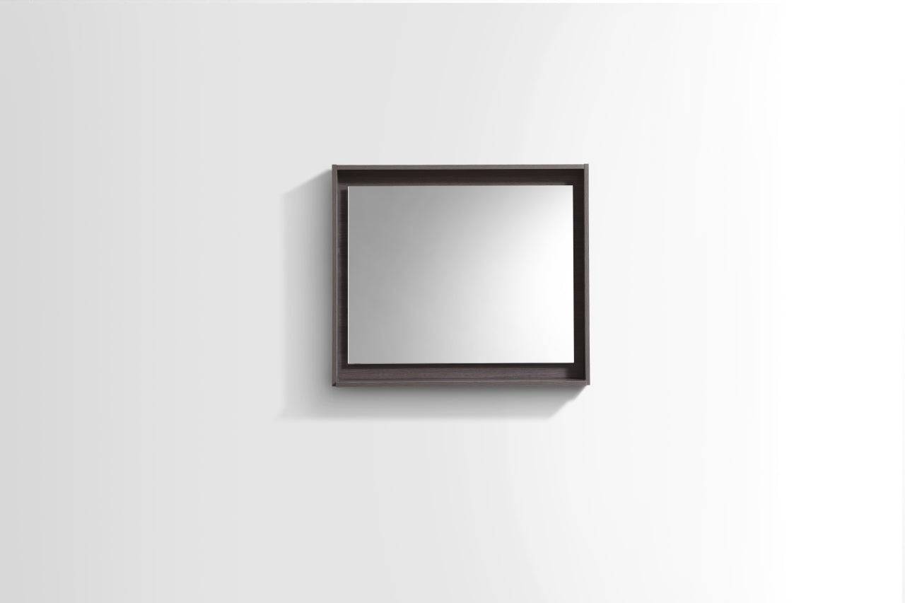 Kube Bath 30" Wide Bathroom Mirror With Shelf – Gray Oak - Renoz