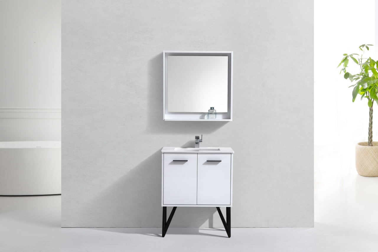 Kube Bath Bosco 30" Bathroom Vanity With White Quartz Countertop With 2 Doors KB30 - Renoz