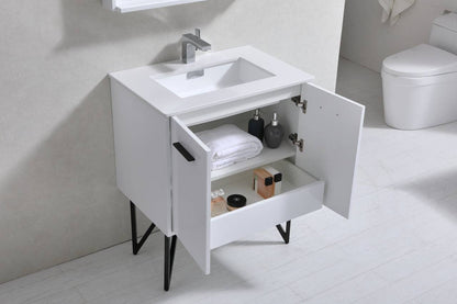Kube Bath Bosco 30" Bathroom Vanity With White Quartz Countertop With 2 Doors KB30 - Renoz