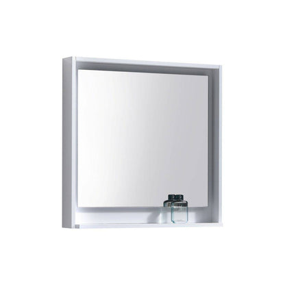 Kube Bath 30" Wide Bathroom Mirror With Shelf – High Gloss White - Renoz