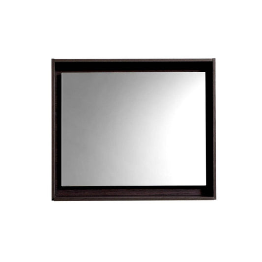 Kube Bath 30" Wide Bathroom Mirror With Shelf – High Gloss Gray Oak - Renoz
