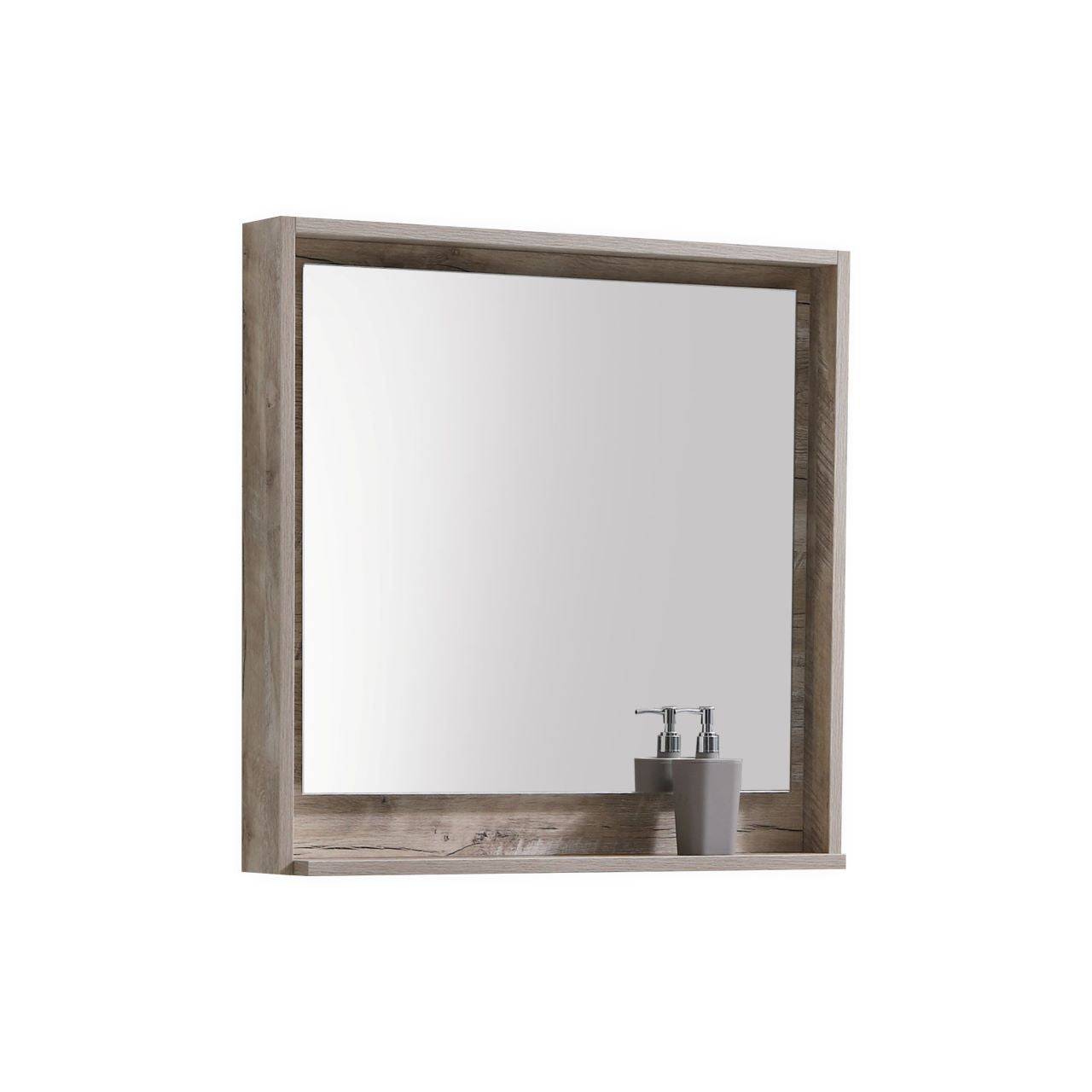 Kube Bath 30" Wide Bathroom Mirror With Shelf – Nature Wood - Renoz