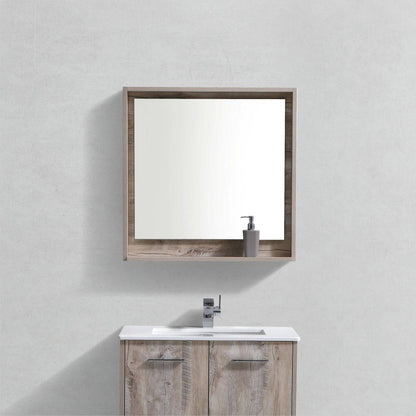 Kube Bath 30" Wide Bathroom Mirror With Shelf – Nature Wood - Renoz