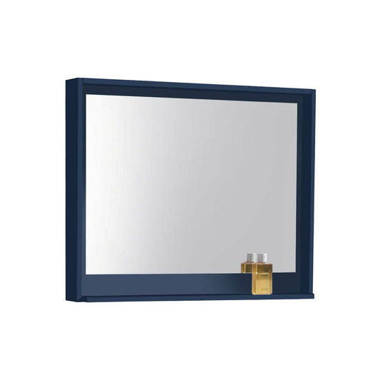 Kube Bath 36″ Wide Mirror W/ Shelf – Gloss Blue