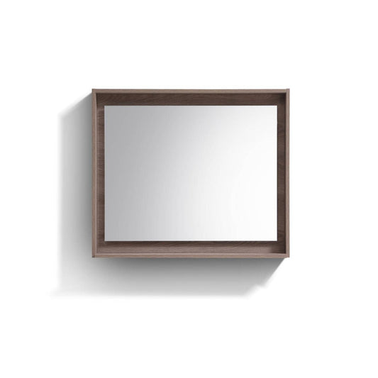 Kube Bath 36" Wide Bathroom Mirror With Shelf – Butternut - Renoz