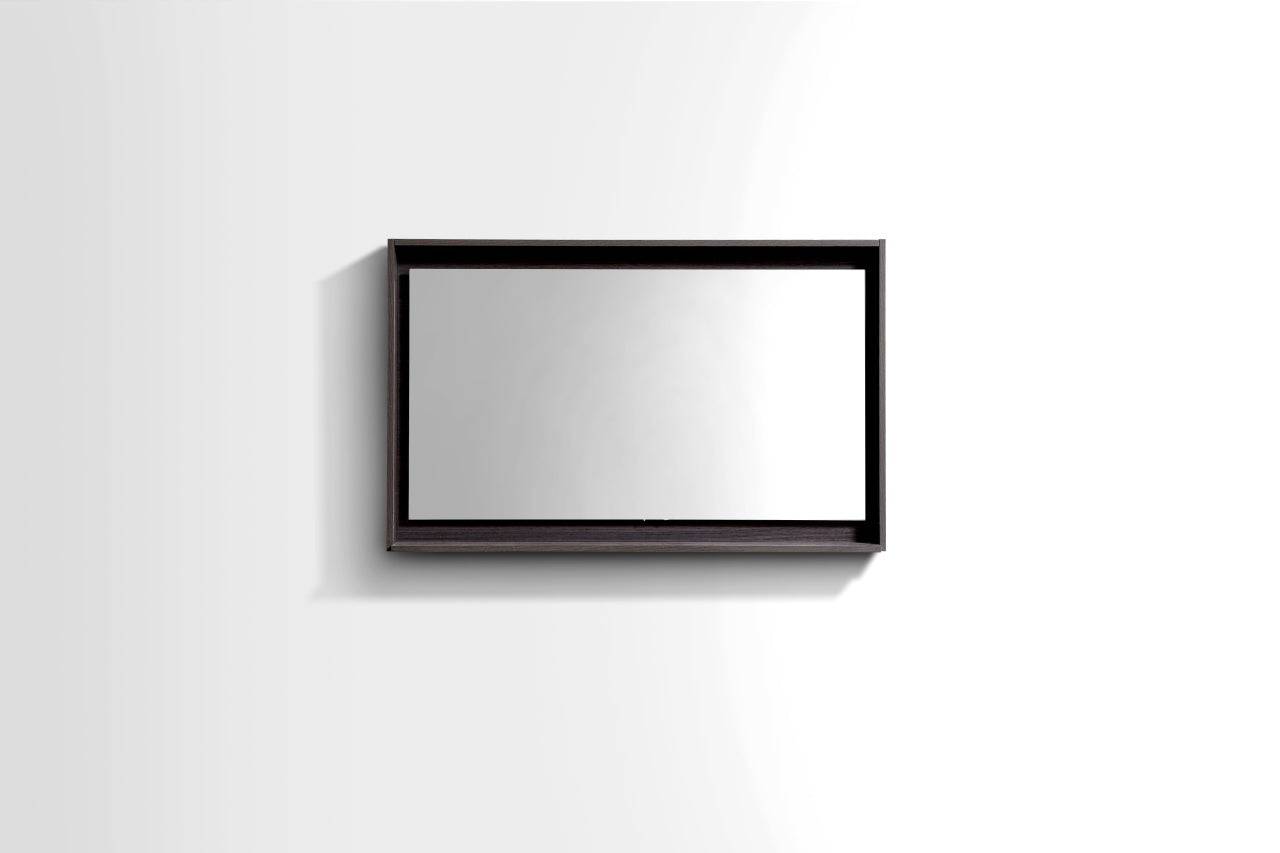 Kube Bath 36" Wide Bathroom Mirror With Shelf – High Gloss Gray Oak