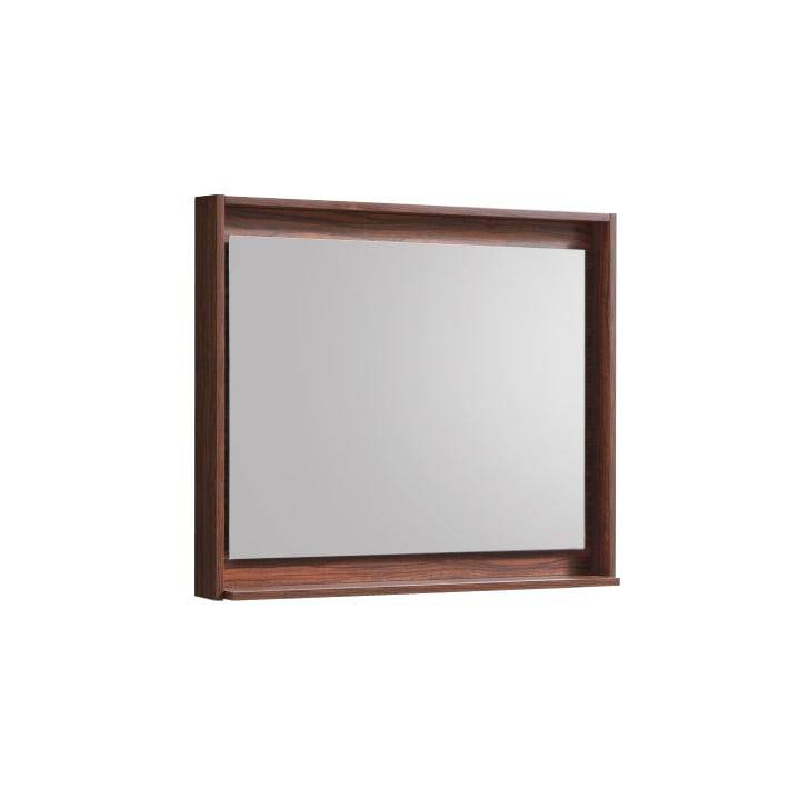 Kube Bath 36" Wide Bathroom Mirror With Shelf – Walnut - Renoz