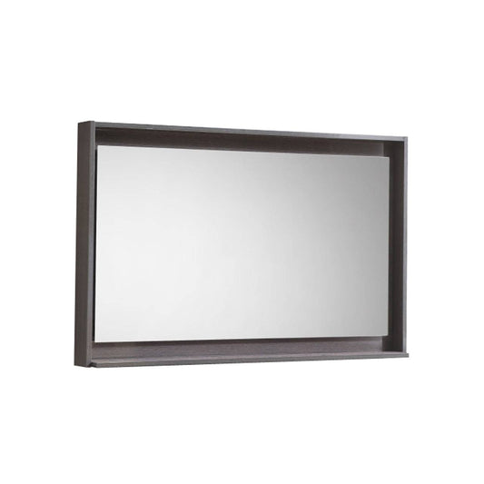 Kube Bath 40" Wide Bathroom Mirror With Shelf – Gray Oak - Renoz