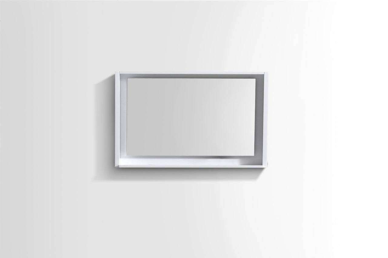 Kube Bath 40" Wide Bathroom Mirror With Shelf – High Gloss White