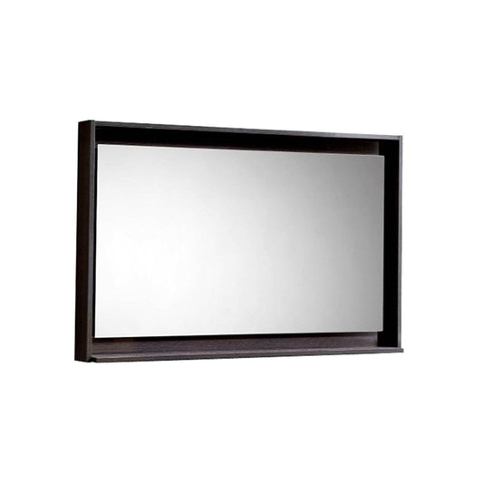 Kube Bath 40" Wide Bathroom Mirror With Shelf – High Gloss Gray Oak - Renoz