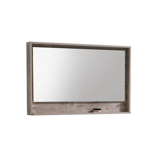 Kube Bath 48" Wide Bathroom Mirror With Shelf – Nature Wood - Renoz