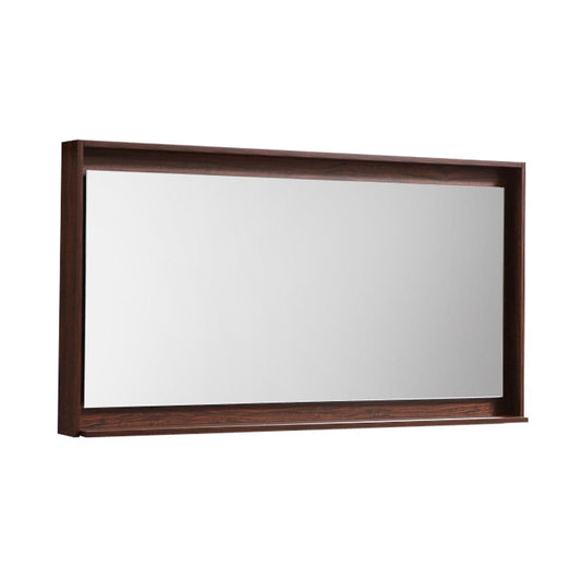 Kube Bath 48" Wide Bathroom Mirror With Shelf – Walnut - Renoz