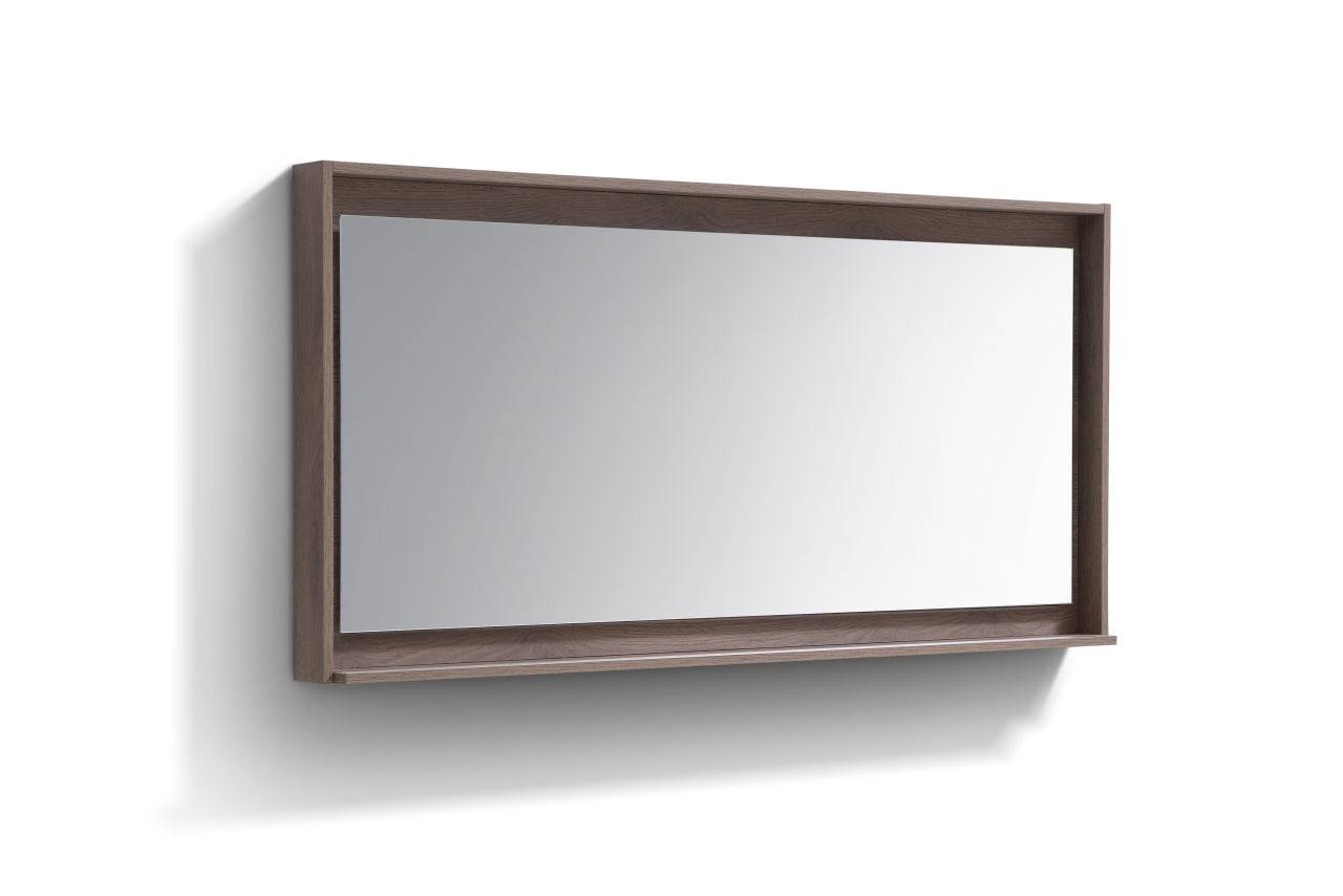 Kube Bath 60" Wide Bathroom Mirror With Shelf – Butternut