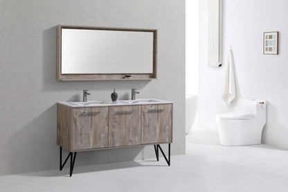 Kube Bath Bosco 60" Bathroom Vanity Double Sink White Quartz Countertop With 2 Doors And 2 Drawers KB60D