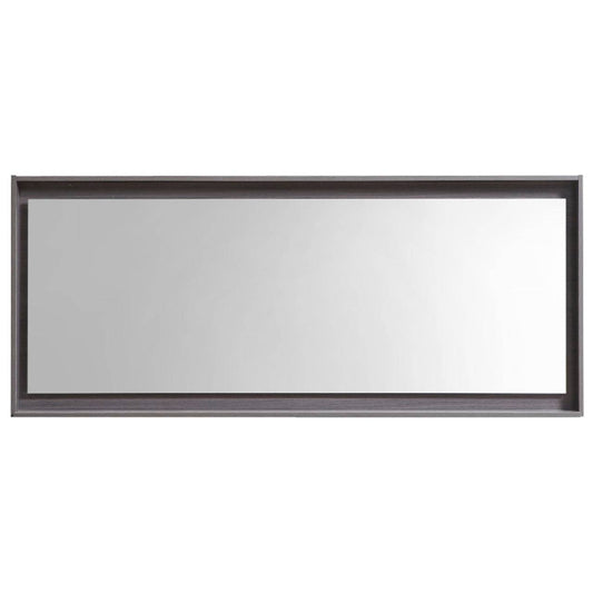 Kube Bath 60" Wide Bathroom Mirror With Shelf – Gray Oak - Renoz
