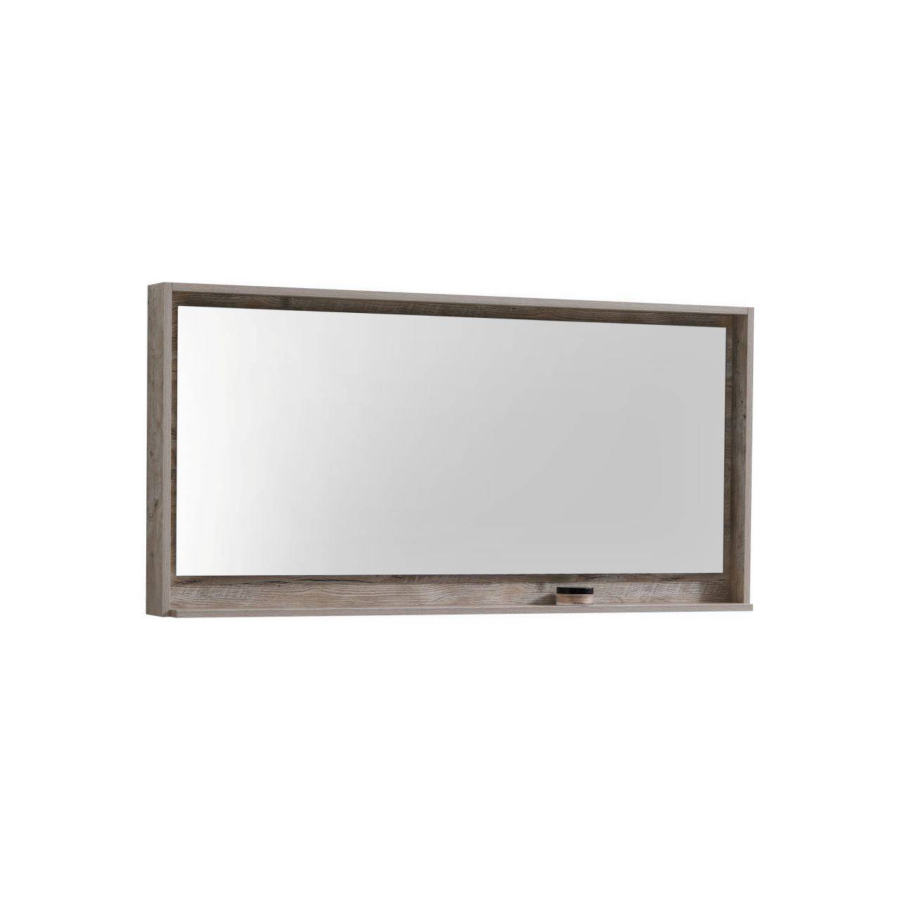 Kube Bath 60" Wide Bathroom Mirror With Shelf – Nature Wood - Renoz
