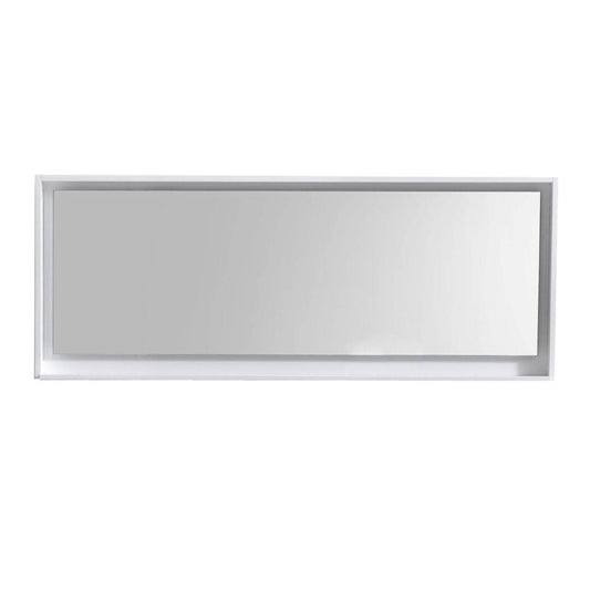 Kube Bath 70" Wide Bathroom Mirror With Shelf – High Gloss White - Renoz
