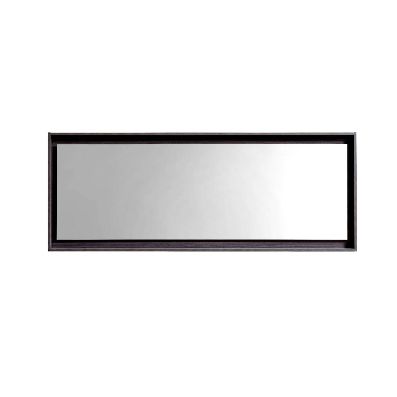 Kube Bath 70" Wide Bathroom Mirror With Shelf – High Gloss Gray Oak - Renoz