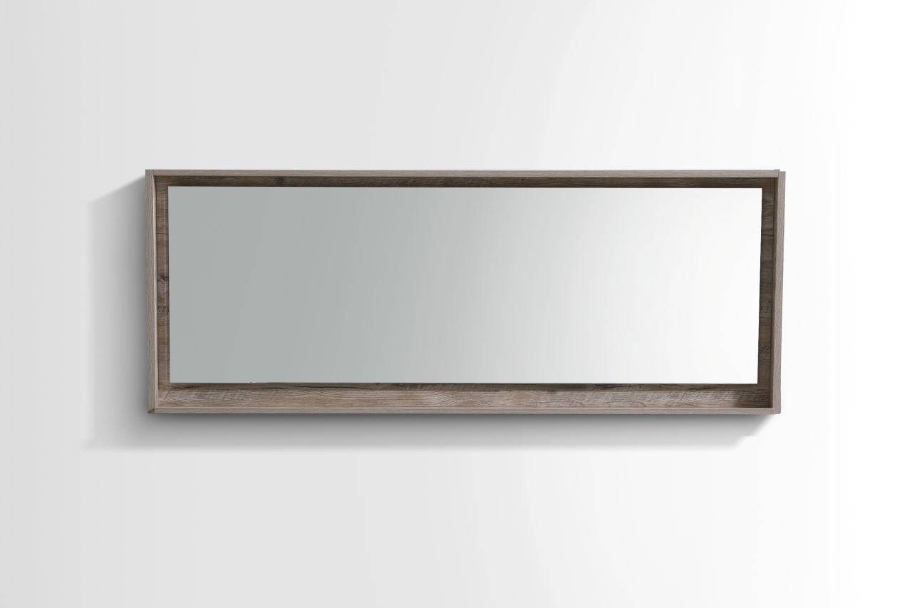 Kube Bath 70" Wide Bathroom Mirror With Shelf – Nature Wood - Renoz